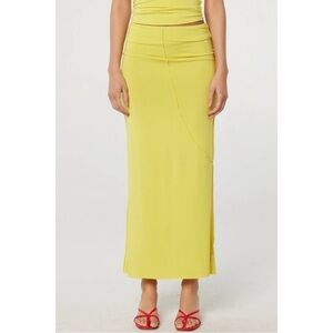 The Line By K Size XS Vana Merrow Stitch Maxi Skirt in Electric Yellow